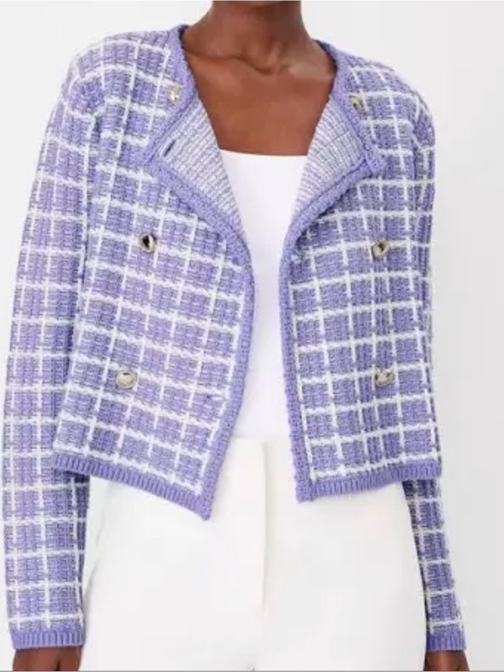ANN TAYLOR
PLAID STITCH SWEATER JACKET Medium NWT